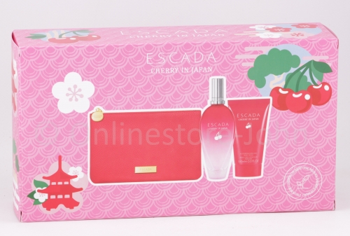 Escada - Cherry in Japan Set - 100ml EDT + 150ml Body Cream + Tasche / Clutch Bag