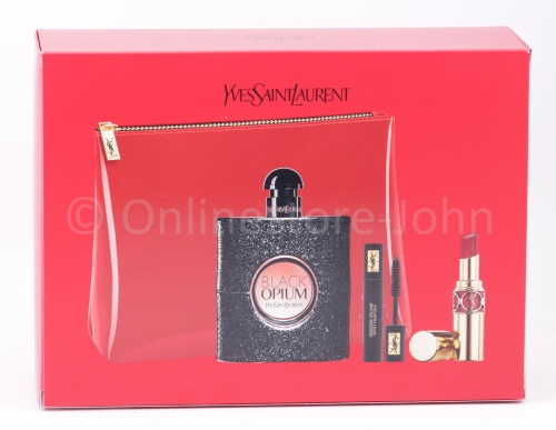 Yves Saint Laurent - Black Opium Set - 90ml EDP + Lipstick #85 + Mascara #1 + Pouch